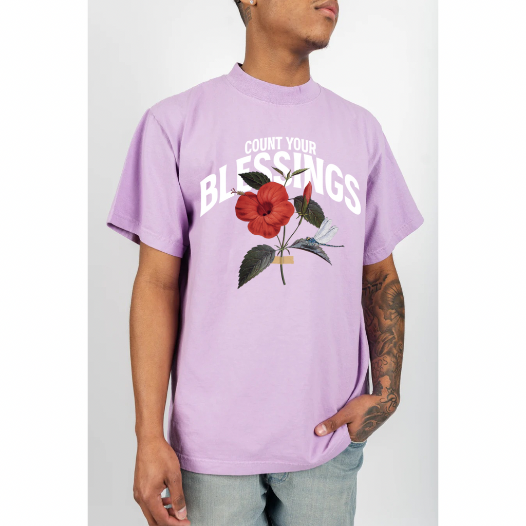 Count Your Blessings T Shirt - Pastel Purple