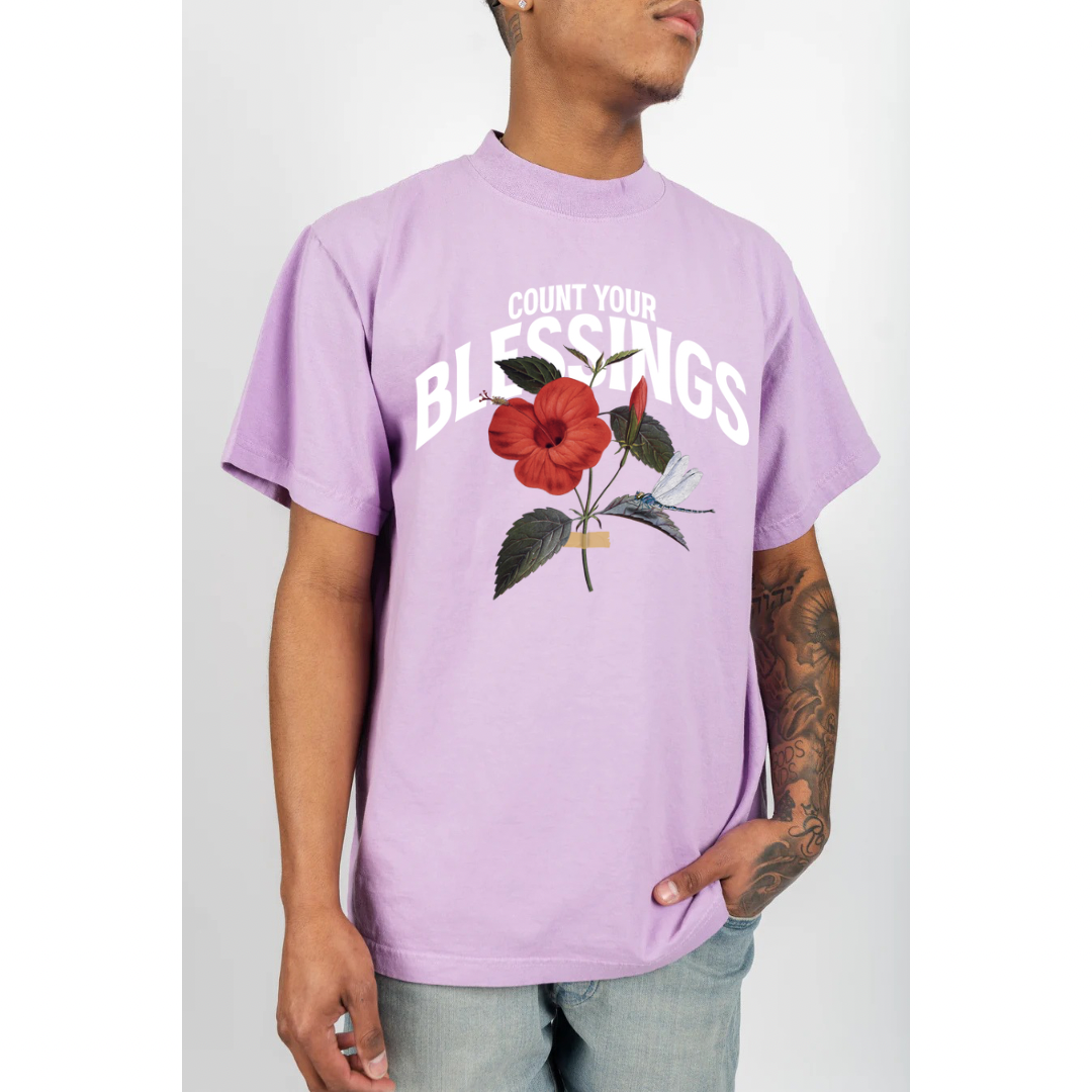 Count Your Blessings T Shirt - Pastel Purple